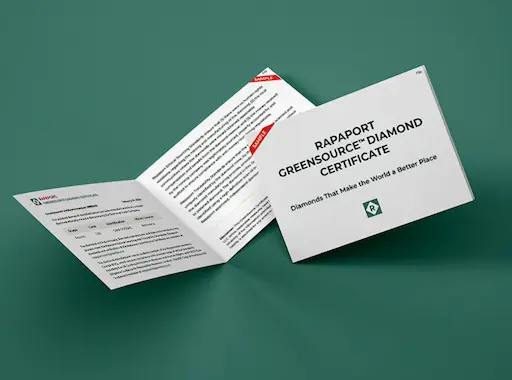 Certyfikat - Gwarancja Green-Source diamentów DiamentowoMi.